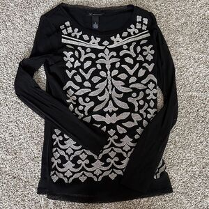 INC International Concepts Black and white sheer Long Sleeve Top